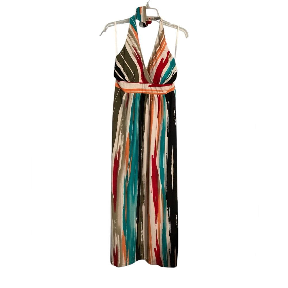 max and cleo maxi tie halter dress size L